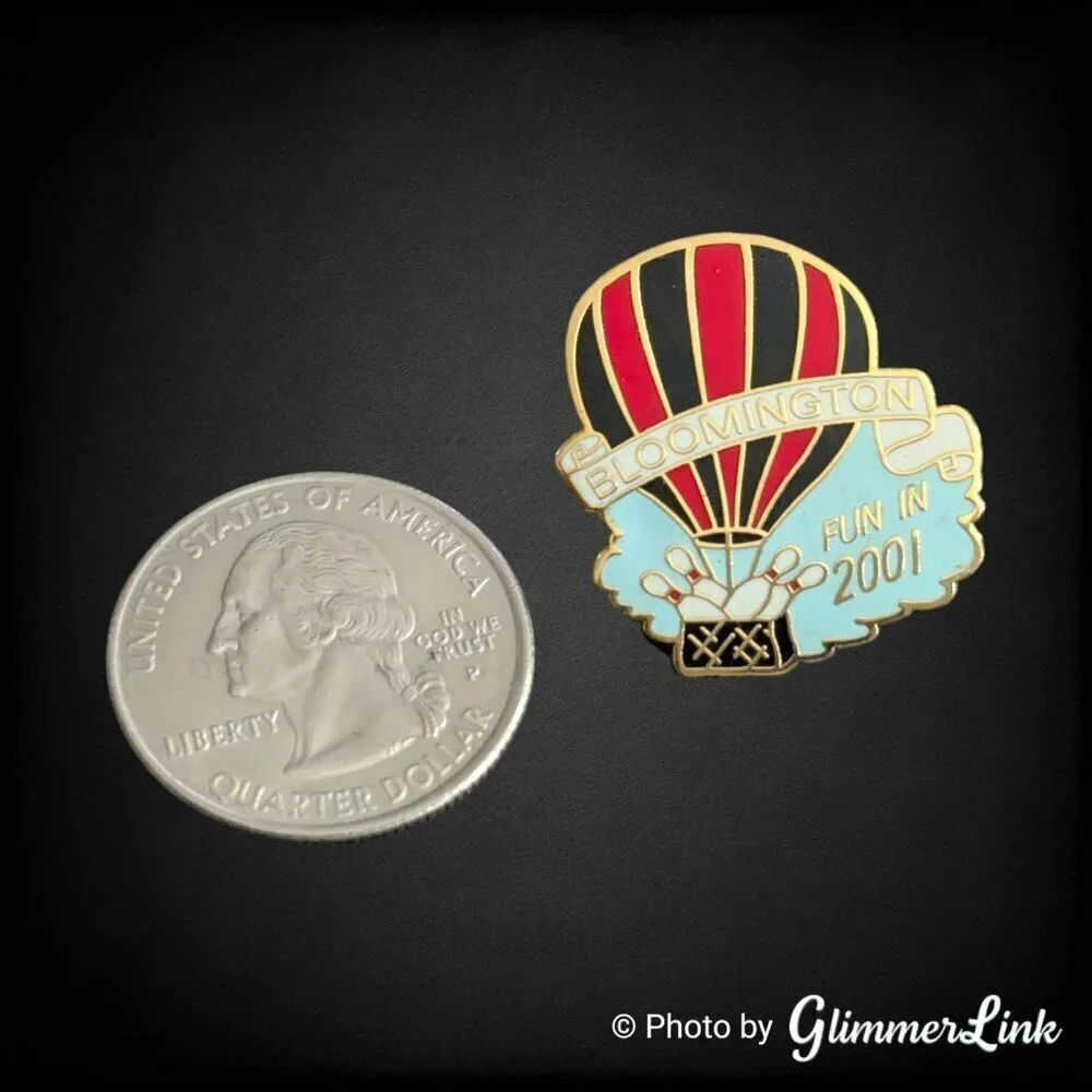 Vintage Bloomington Hot Air Balloon Bowling Pin Lapel Pin – Fun in 2001 Souvenir